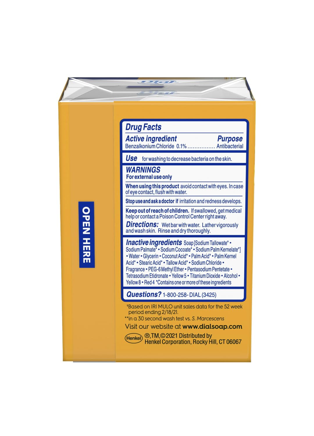 Dial Gold Antibacterial Deodorant Soap, 2 pack, Total Net Wt 6.4 oz