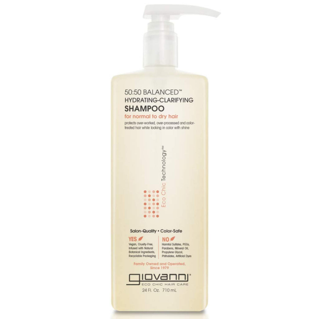 GIOVANNI 50:50 Balanced Hydrating Clarifying Shampoo, 24 oz. Leaves Hair pH Balanced, Ideal for Over-Processed, Environmentally Stressed Hair, Sulfate Free, No Parabens, Color Safe (Pack of 1)