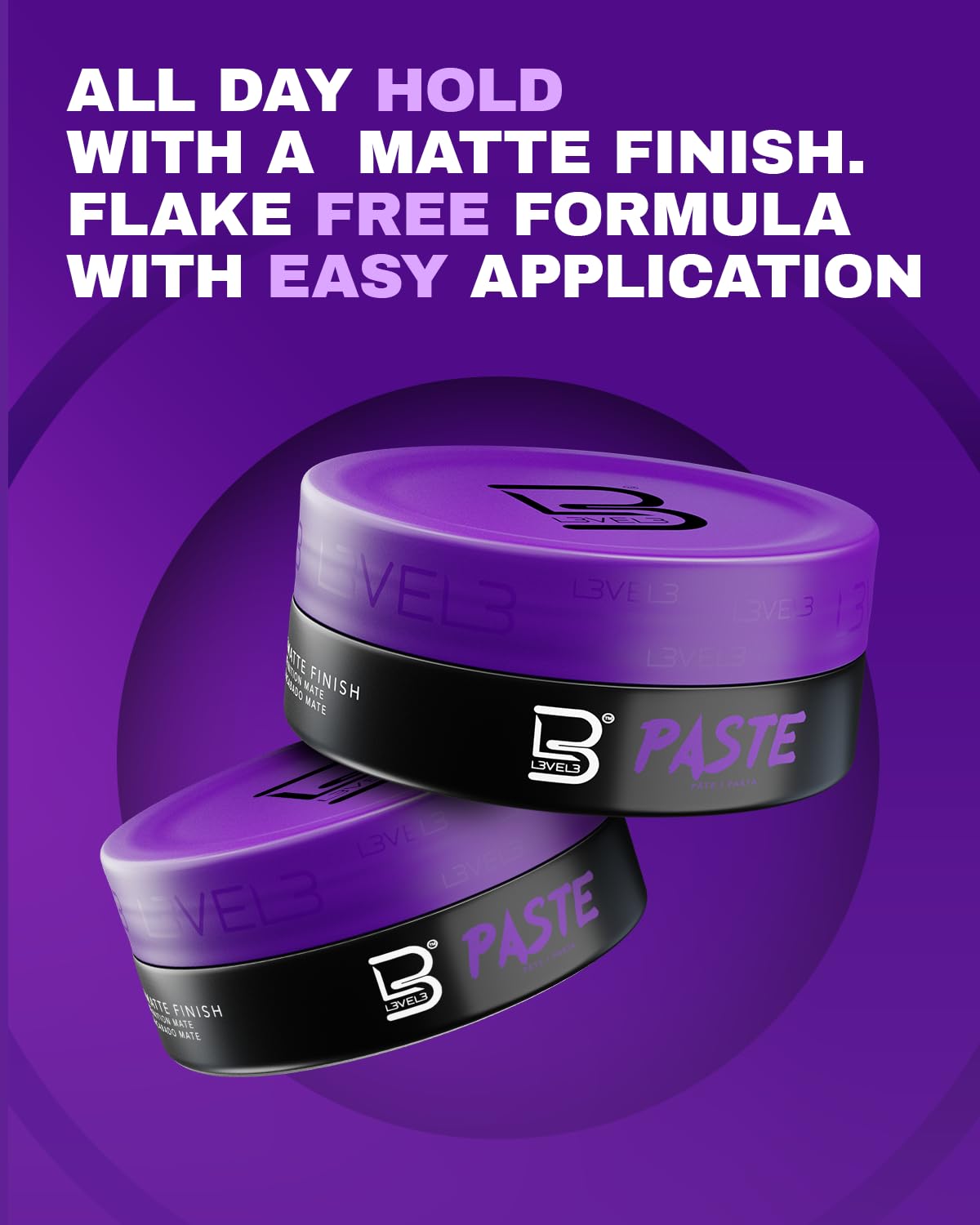 Level 3 Paste - Long-Lasting Hold - Improves Strength and Volume of Hair L3 - Protects Against Hair Damage - Level Three Men Styling Product