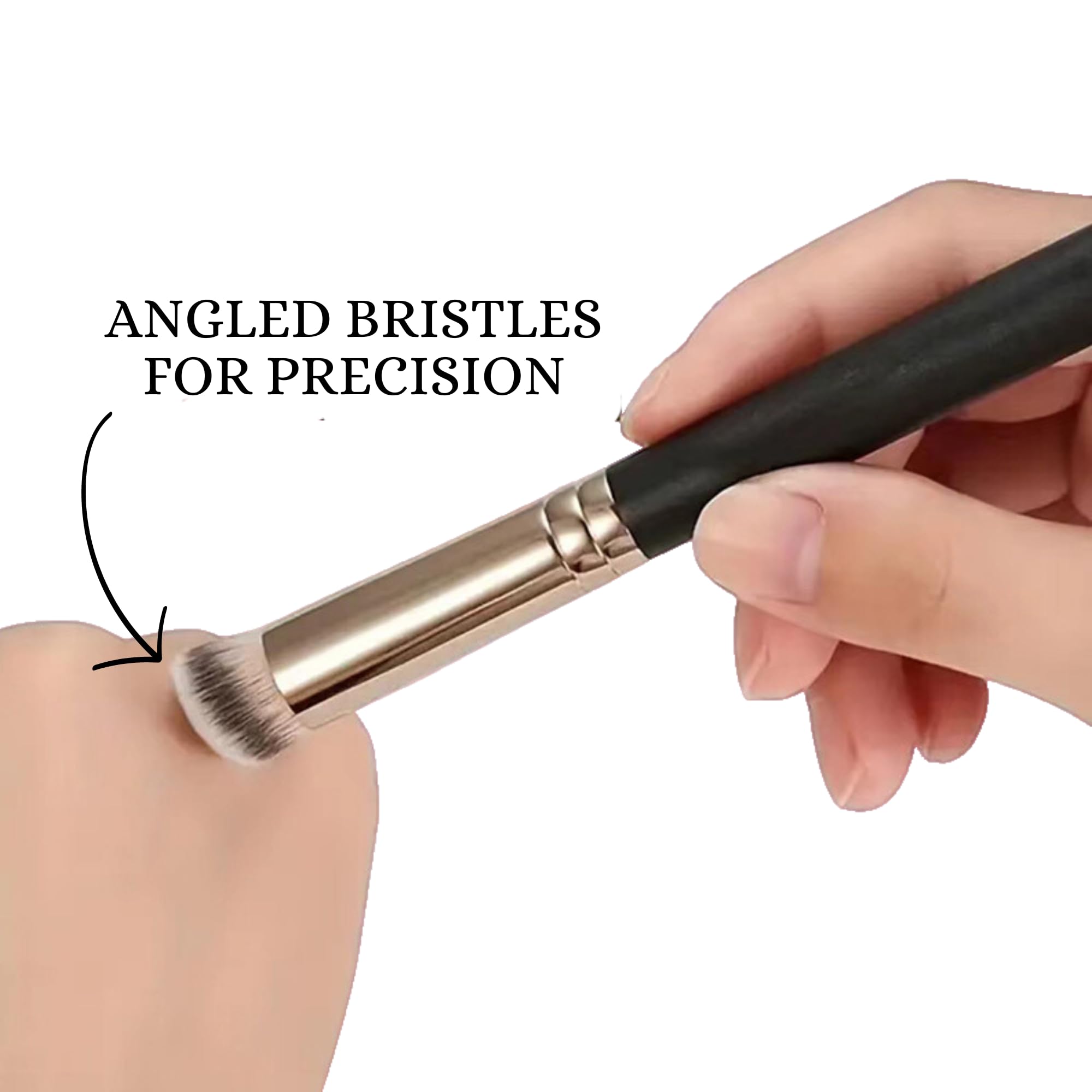 Molly Skin Under Eye Concealer Makeup Brush, Angled Cosmetic Brush For Blending, Concealing, Contouring Makeup, Black