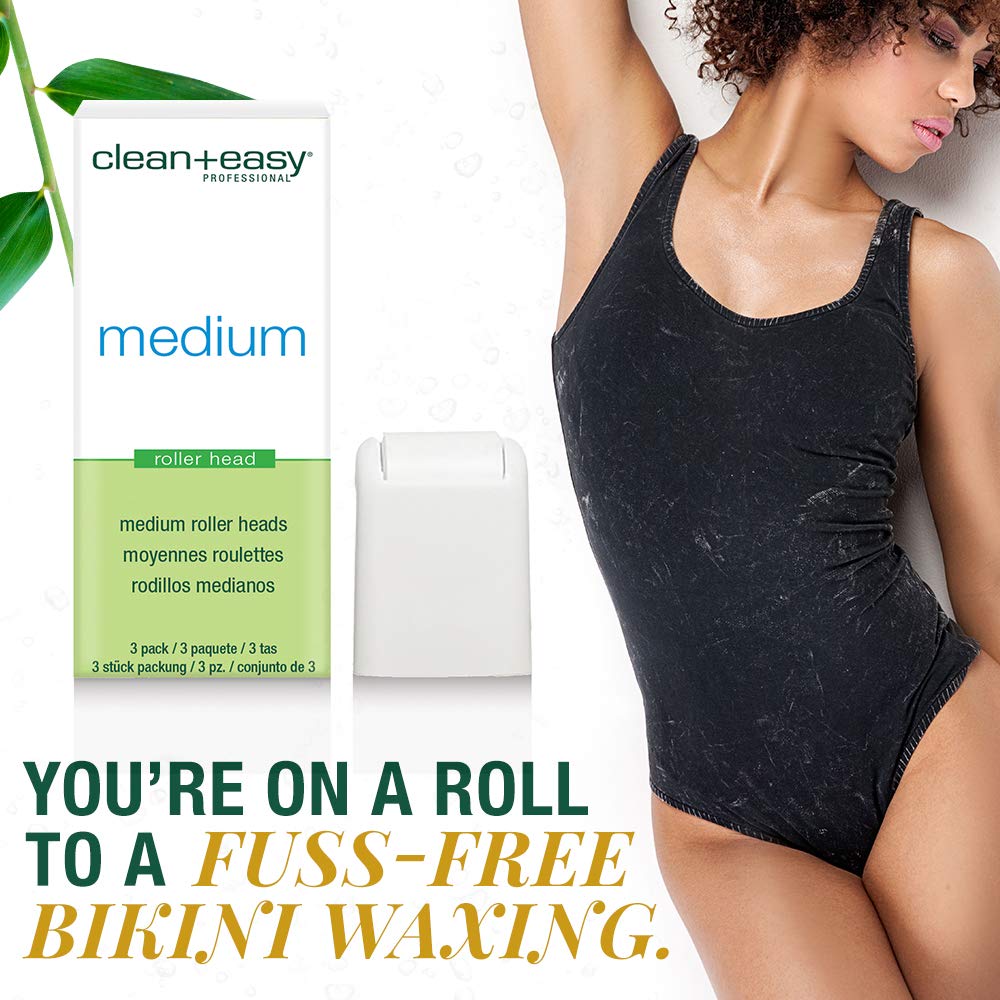 Clean + Easy Medium Roller head, Bikini Roll-on Waxing System, 3-Pack