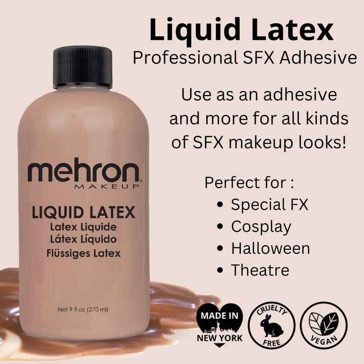 Mehron Makeup Liquid Latex (9 oz) (Dark Flesh)