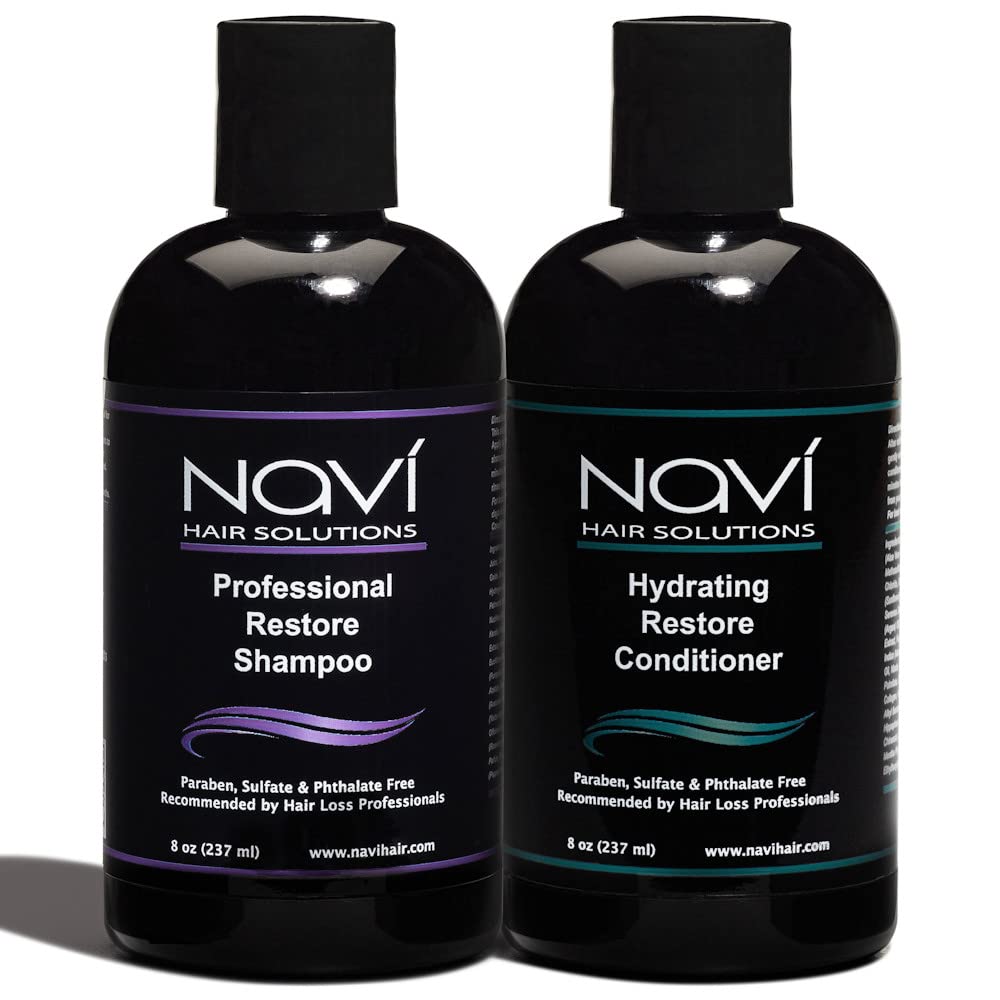 Navi Professional Hair Growth Set - DHT Blocker for Thinning and Hair Loss, Sulfate Free Regrowth Shampoo & Conditioner for Men, Women & Color Treated Hair, 2 x 8 oz