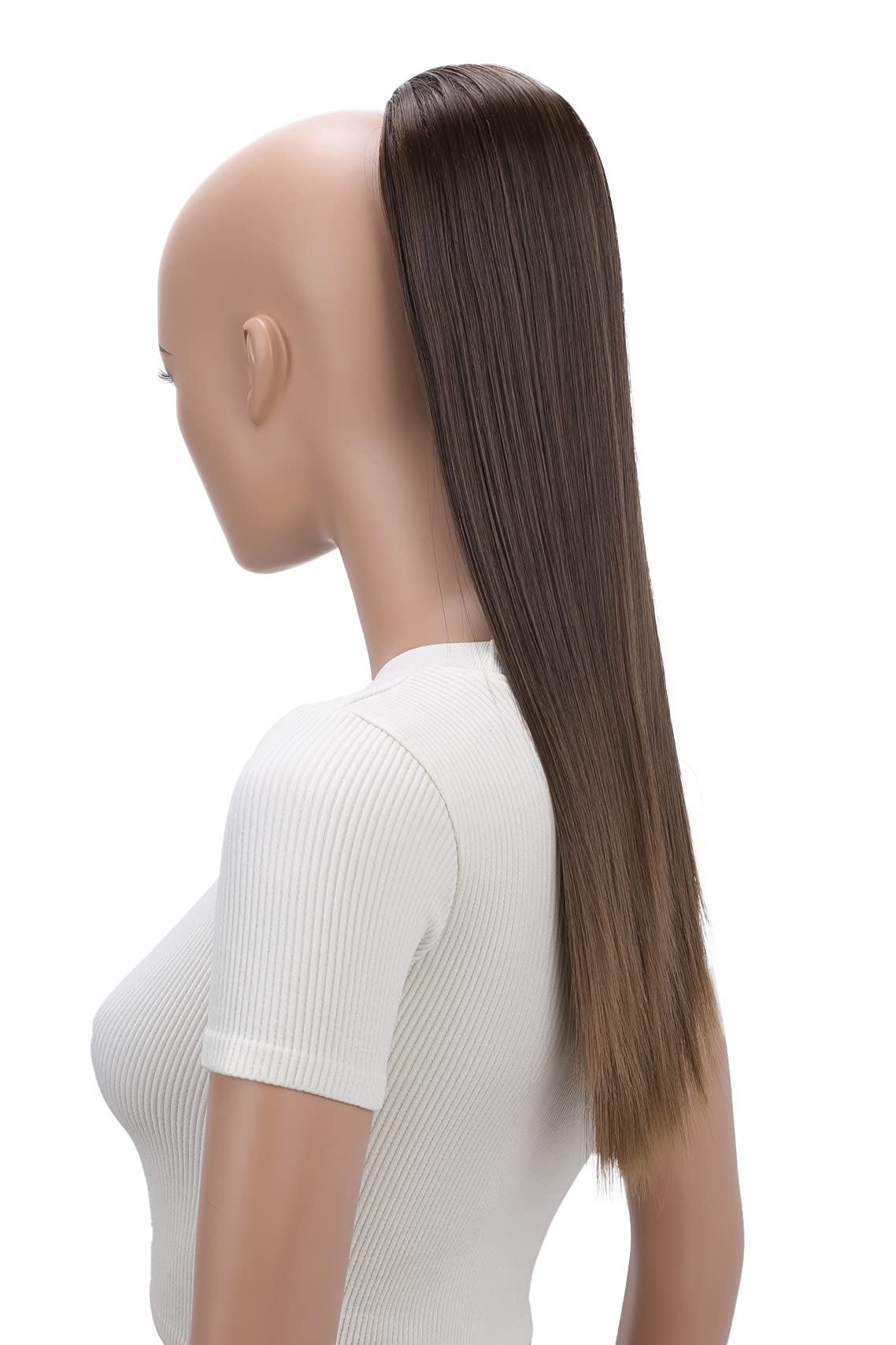 PRTTYSHOP 22 Hairpiece Ponytail Extension Drawstring Voluminous Straigth Brown Mix PH521