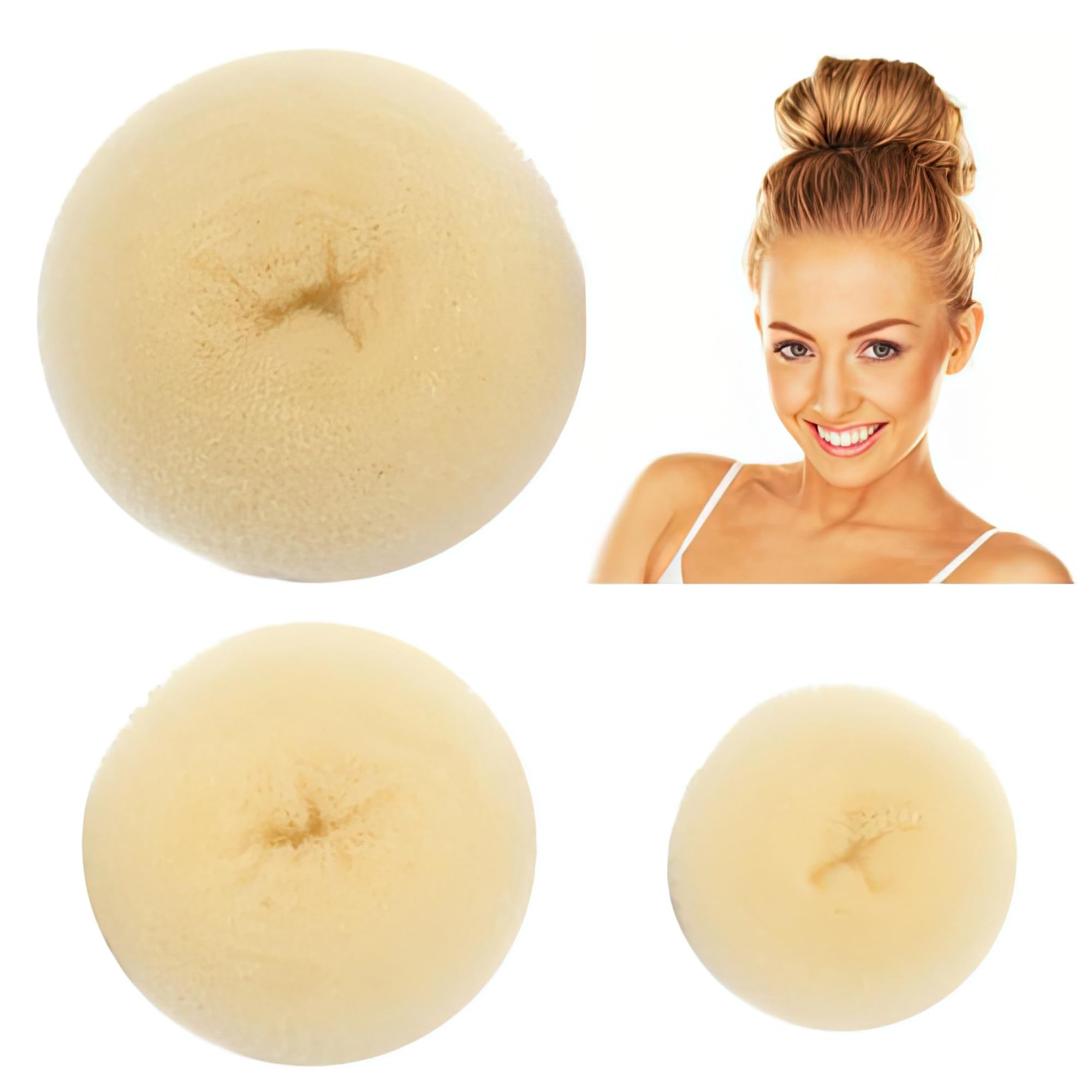 Styla Hair 3 Piece Donut Hair Bun Maker, (1 Small, 1 Medium, 1 Large) - Blonde