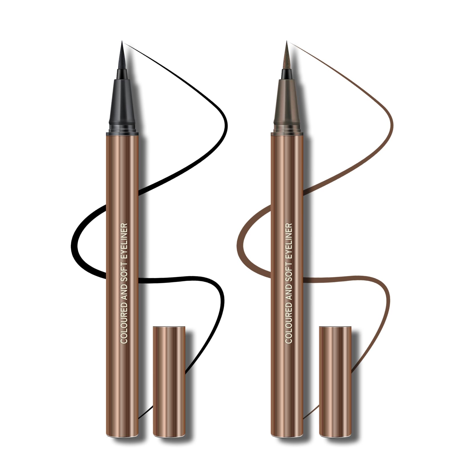 KYDA 2 Colors Liquid Eyeliner, Black Brown Matte Tint, Ultra Fine Tip, Lasting Pigment Eyeliner Pencil, Silky Smooth Formula, Quick Drying