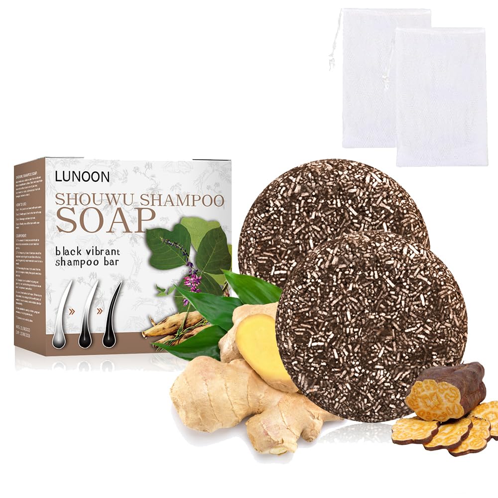 Ginger He Shou Wu Shampoo Bars for Hair Growth, 2 PCS Ginge Natural Organic Formula for Promoting Hair Regrowth, Hair Reverse Shampoo Soap for Anti-Dandruff and Anti-Itching Ginger Soap