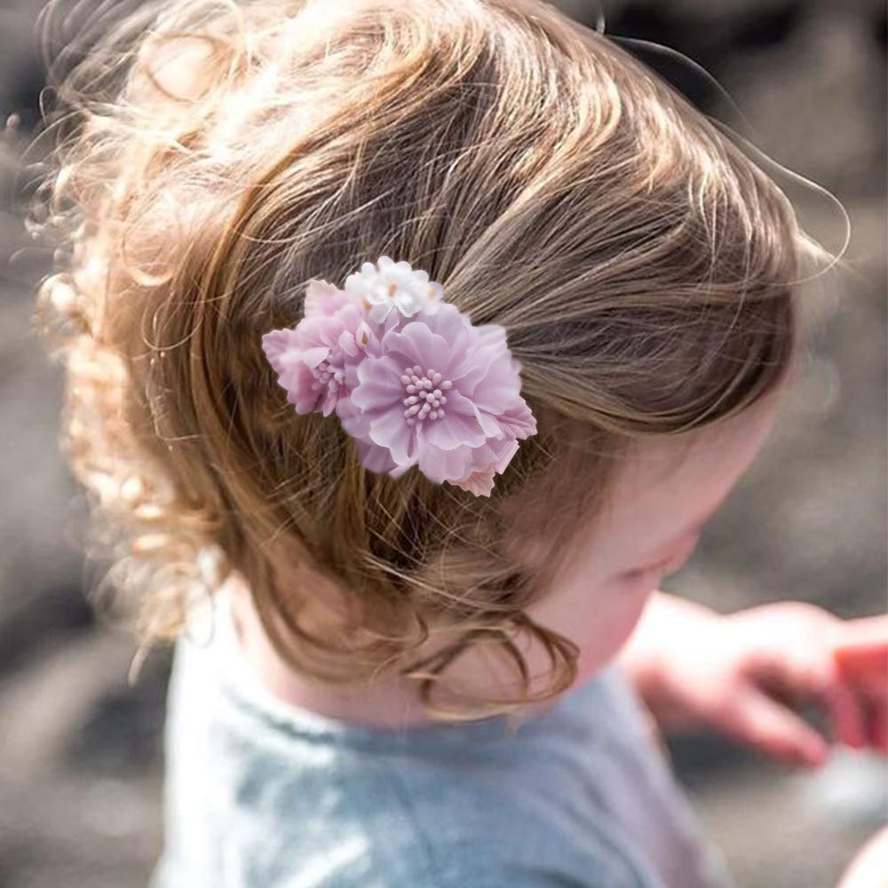 mligril Baby Girls Flower Hair Clips-3pcs Floral Hair Bows Alligator Barrettes for Infant Toddler 1 Count (Pack of 3)