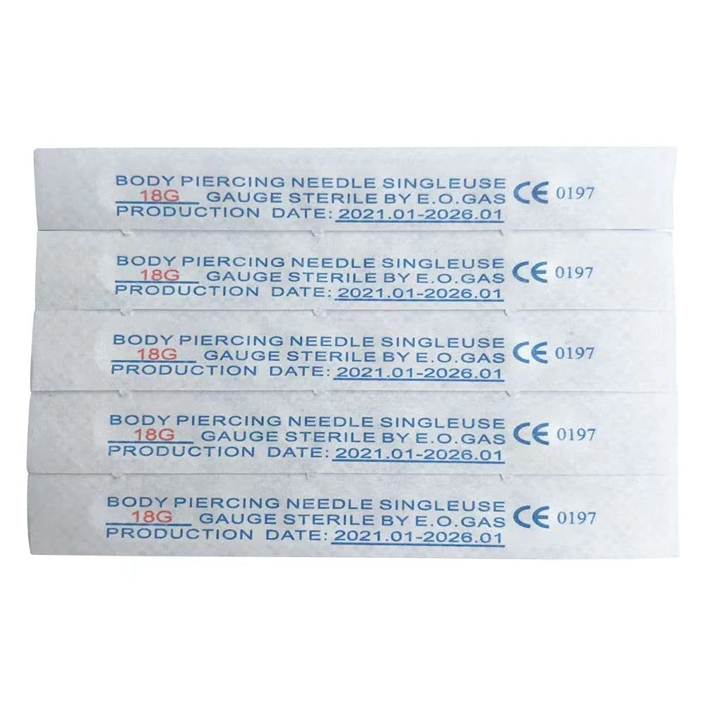 Body Ear Navel Nose Lip Nipple Piercing Needles, 18G, Tattoo Supplies, Body Piercing Needles Supply, Disposable Professional Body Piercing Needles Tool - 10PCS