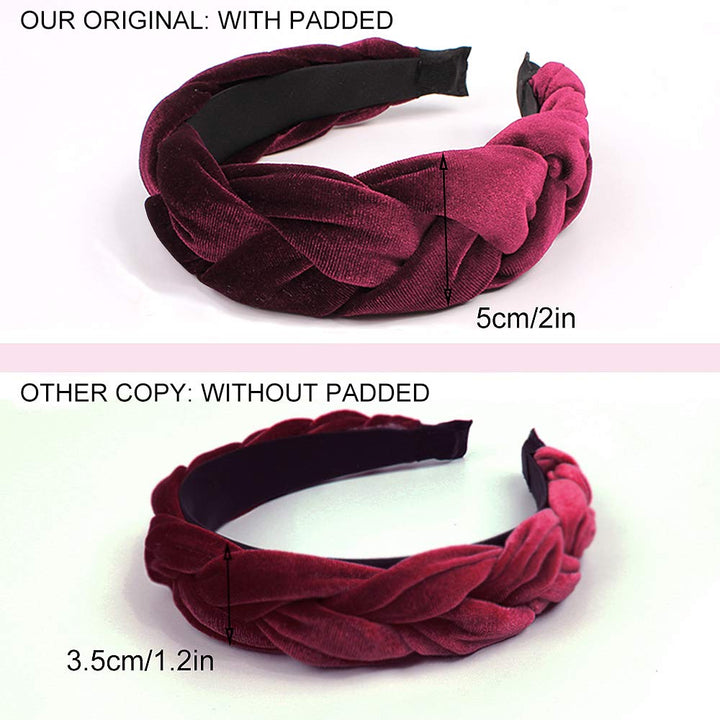 Braided Headbands Women Hair Head - Bands Velvet Padded Head Band for Women’s Hair Turban Wide Thick Twist Hairbands For Girls Washing Face Makeup Workout Yoga Running