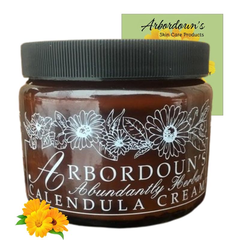 Calendula Cream 9oz Amber Jar Contains Comfrey, Oregon Grape, Aloe, Beeswax. Tattoo Aftercare Kit Essential. Soothing Eczema Salve. Home Grown and Hand Poured Since 1984