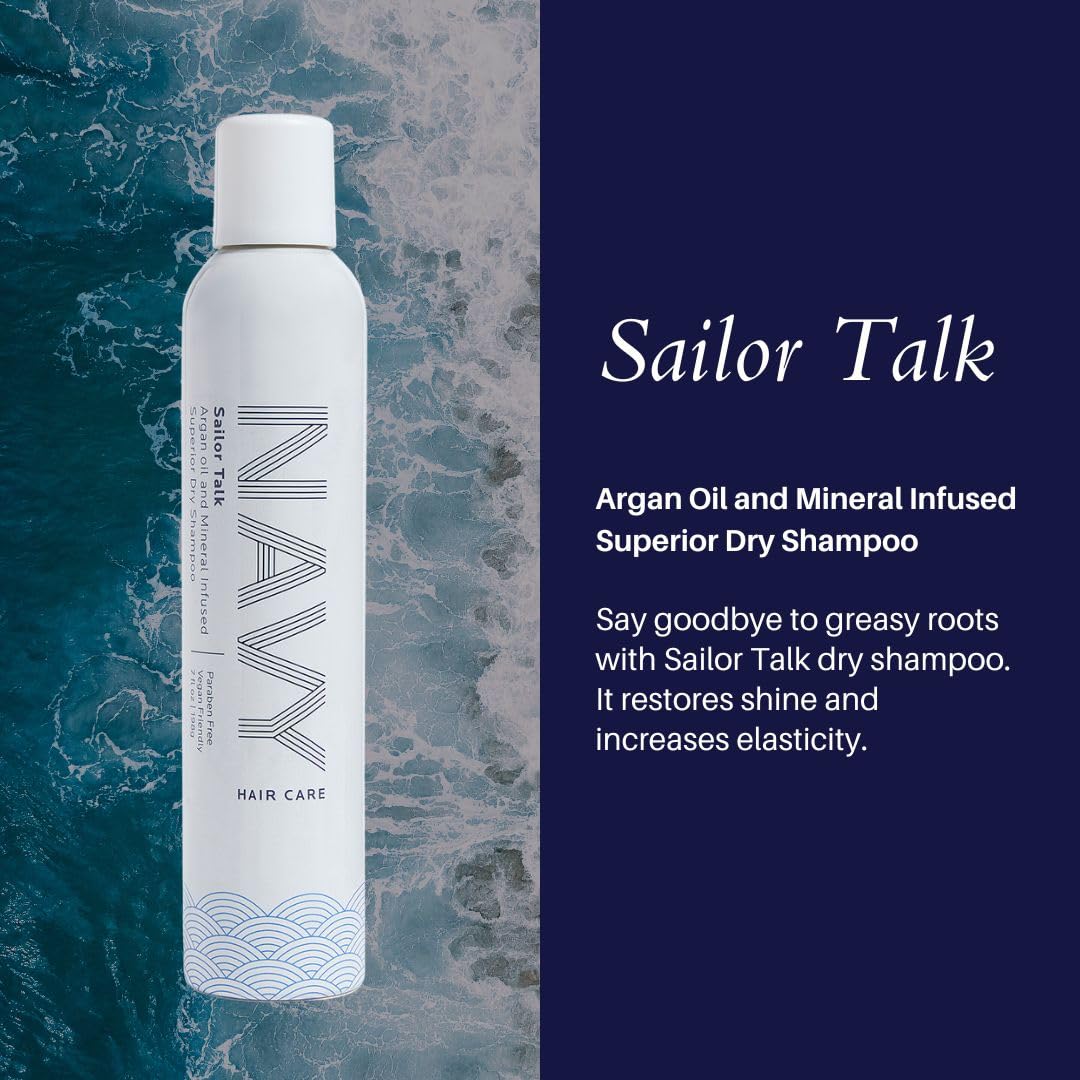 Navy Haircare Sailor Talk Argan Oil and Mineral Infused Superior Dry Shampoo 7 oz