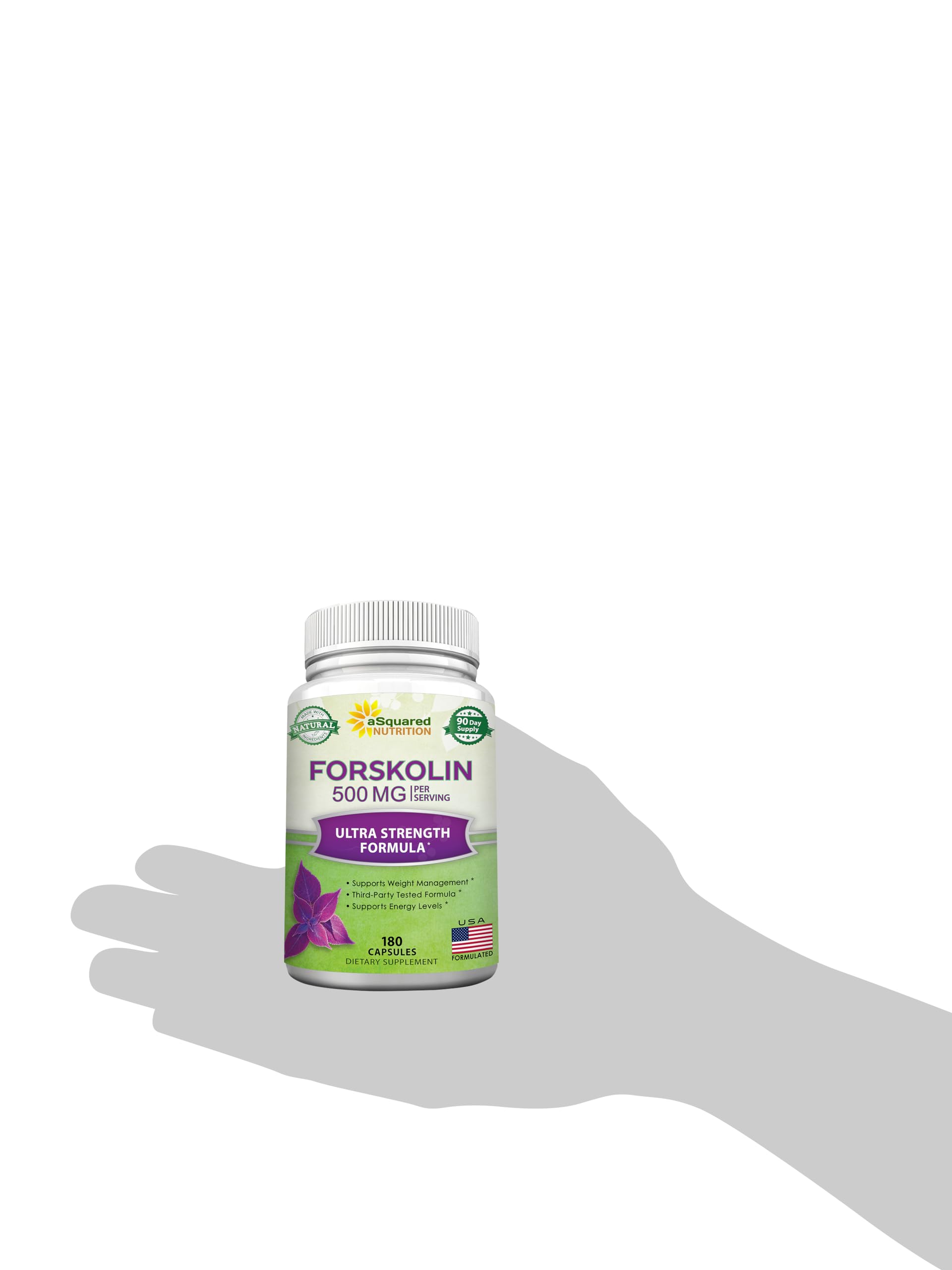 aSquared Nutrition Forskolin 500mg Max Strength-180 Capsules,Forskolin Supplement for Pure Weight Loss Fuel, Coleus Forskohlii Root - Forskolin Diet Pills, Belly Buster Fat Burner 2X Slim Trim Lose
