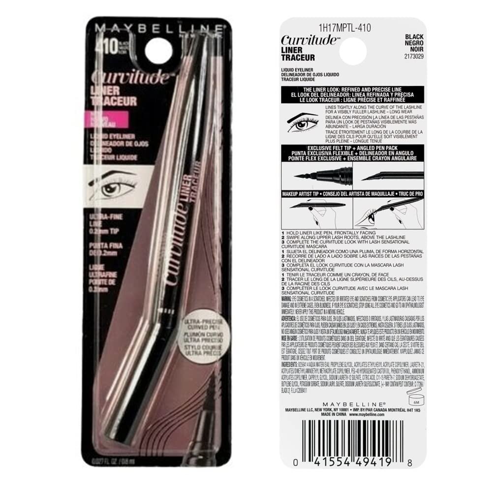 Pack of 2 Maybelline New York Curvitude Liquid Eyeliner, Black # 4102