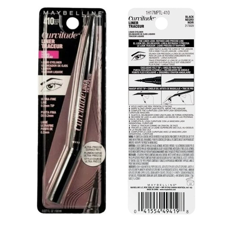 Pack of 2 Maybelline New York Curvitude Liquid Eyeliner, Black # 4102
