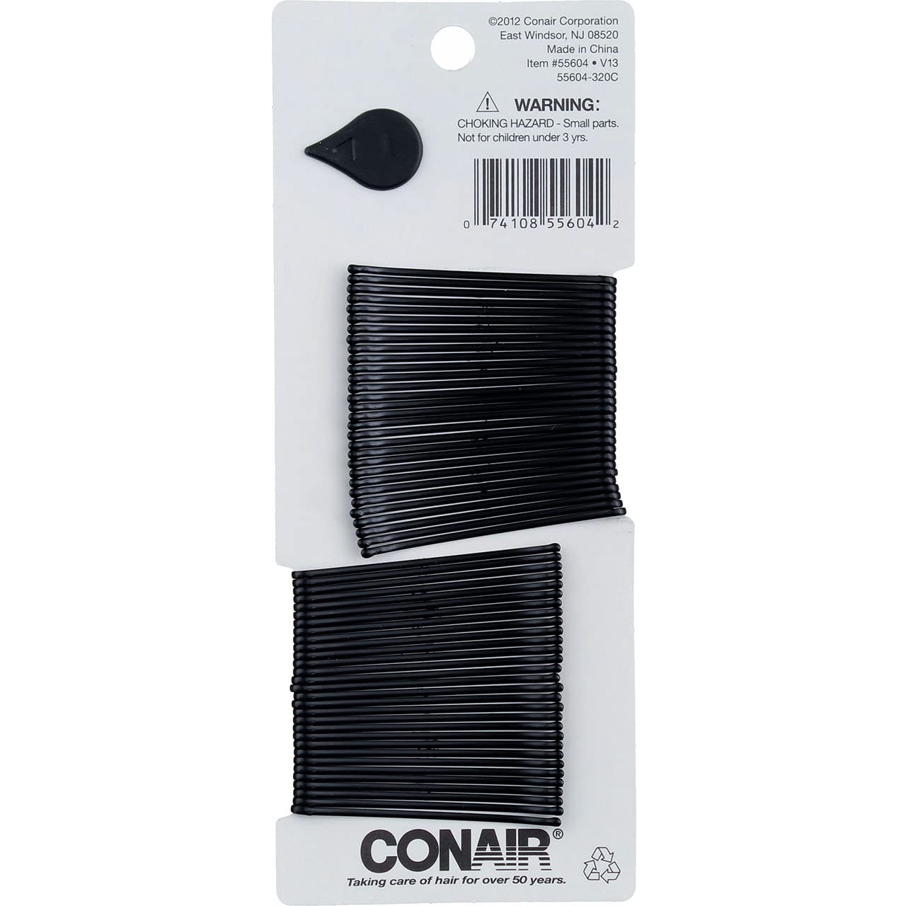 Conair Bobby Pins, Curved, Black 60 Pins (Pack Of 6)