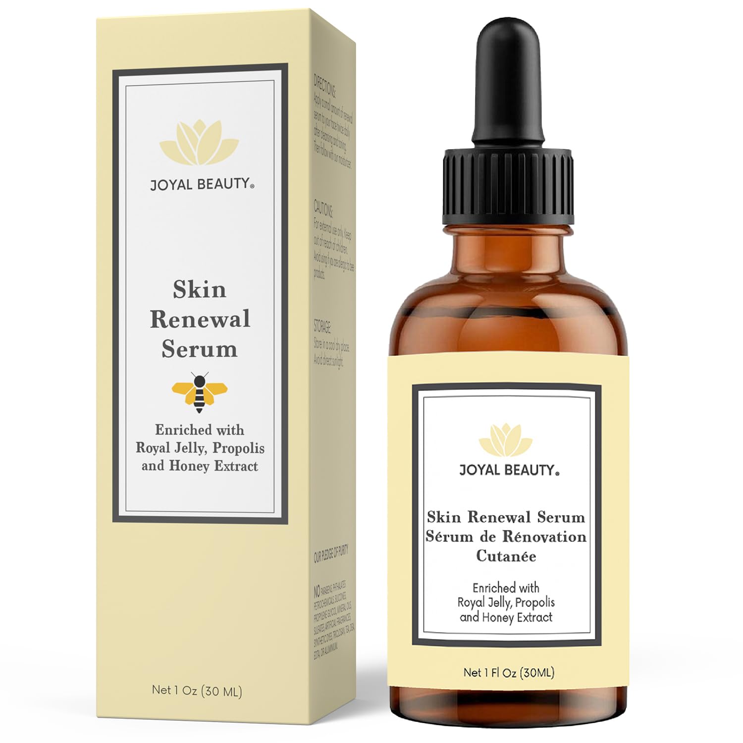 JOYAL BEAUTY Organic Royal Jelly Skin Renewal Serum for Face Skin Eyes. Best Intensive Firming Renewing Resurfacing Solution Enriched with Honey, Bee Propolis for Flawless Baby Soft Skin