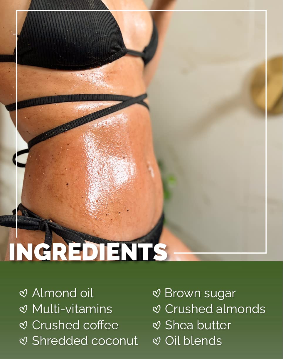 Greenkanto Colombian Coffee Body Scrub with organic Almond Oil Reduce Cellulite, Hydrates and Rejuvenates the skin