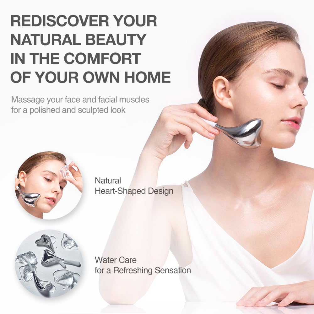 Avajar Cryostick - Korean Skin Care Products I Stainless Steel Gua Sha Facial Tools for Self Care I Double Chin Reducer I Face Massager I Face Slimmer l Facial Cooling Rollers l Puffiness & Lymphatic