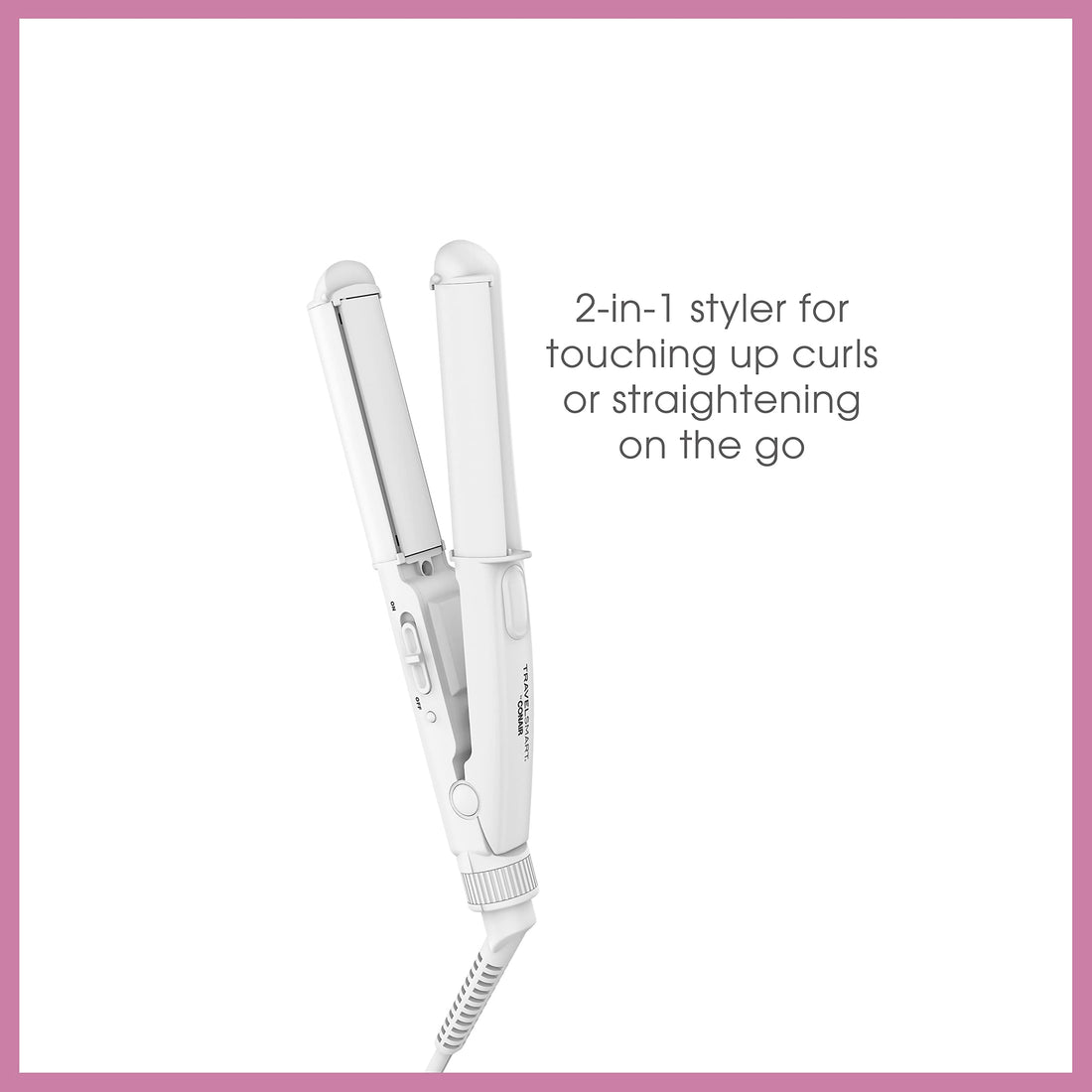 Conair Mini 2-in-1 Ceramice Travel Styler by Travel Smart, White