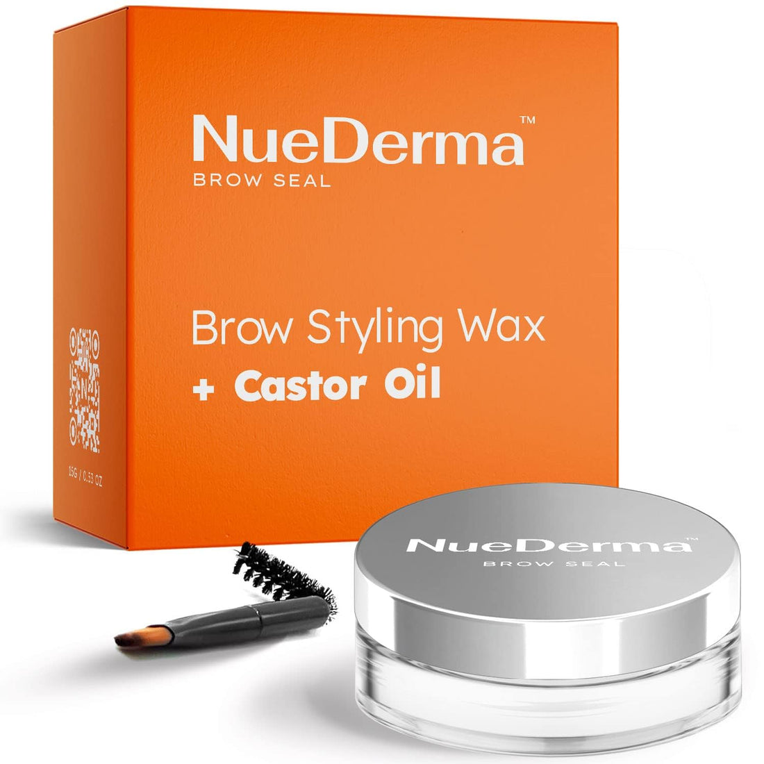 NueDerma - Brow Seal with Castor Oil - Clear Eyebrow Gel, Waterproof Eyebrow Makeup, Styling Wax for Feathered & Fluffy Brows - 1 OZ
