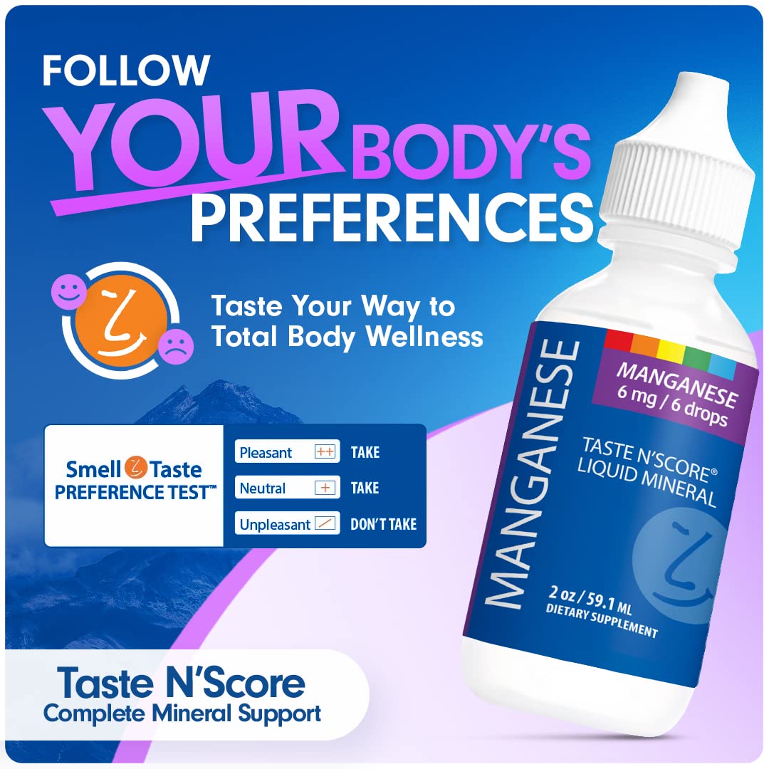 Taste N' Score Manganese Liquid Ionic Mineral Supplement; 100% Pure; 6 mg; 118 Servings