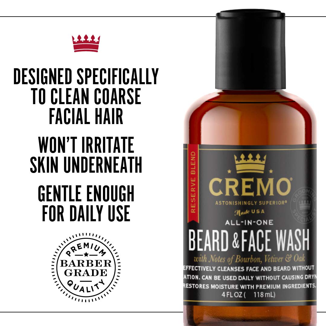 Cremo Beard and Face Wash Reserve Collection - Distillers Blend, 4 Ounce