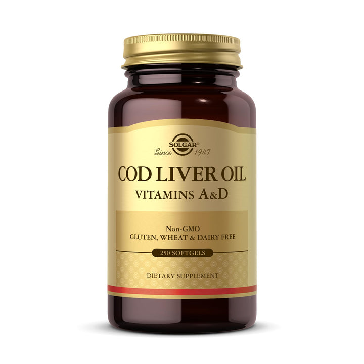 Solgar Cod Liver Oil - 250 Softgels - Provides Vitamins A & D - Non-GMO, Gluten Free - 250 Servings
