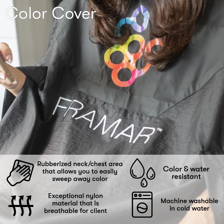 Framar Color Cover - Salon Cape With Rubberized Chest and Neckline, Hair Cape for Hair Dye, Hair Color, Cosmetology Supplies and Hair Coloring