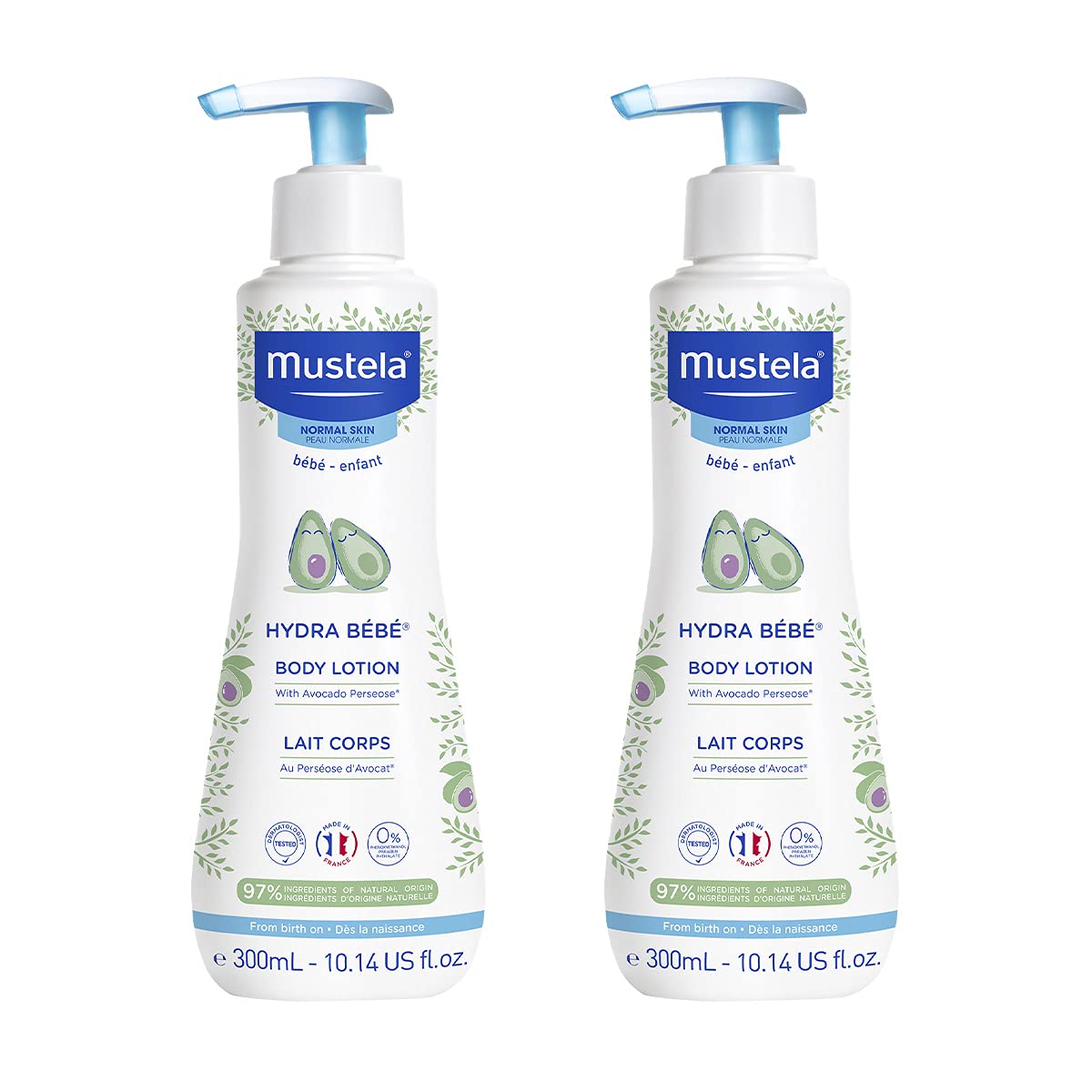 Mustela Hydra Bebe Body Lotion - Daily Moisturizing Baby Lotion with Natural Avocado, Jojoba & Sunflower Oil â€“ 10.14 fl. oz. â€“ 2-Pack