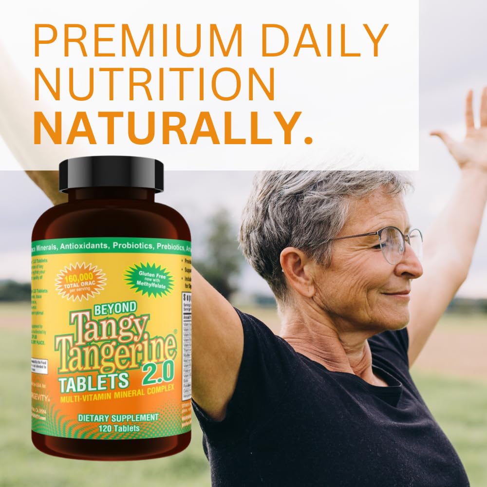 Youngevity Beyond Tangy Tangerine 2.0 Multi-Vitamin & Mineral Complex - Made with Natural & Whole Foods | 160,000 ORAC | 120 Tablets | 1 Bottle