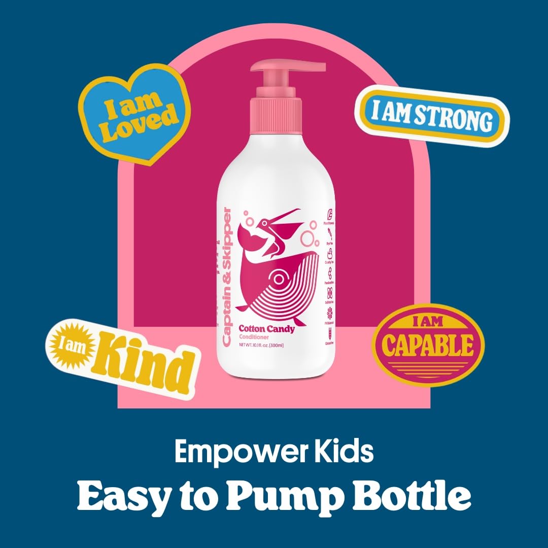Captain & Skipper Shampoo & Body Wash | Kids Shampoo | Gentle Cleansing, Detangling & Hydrating | For All Hair types | Sulfate Free, Dye Free, Paraben Free, Non-toxic | Cotton Candy Scent