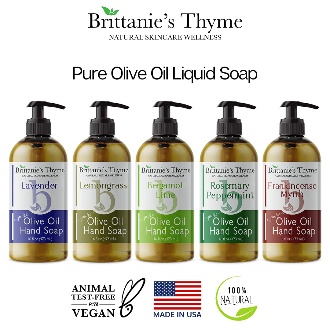 Brittanie27s Thyme Rosemary & Peppermint: Organic Hand Soap, 16 Oz - Made Olive Oil And Natural Luxurious Essential Oils. Vegan & Gluten Free (Rosemary & Peppermint)