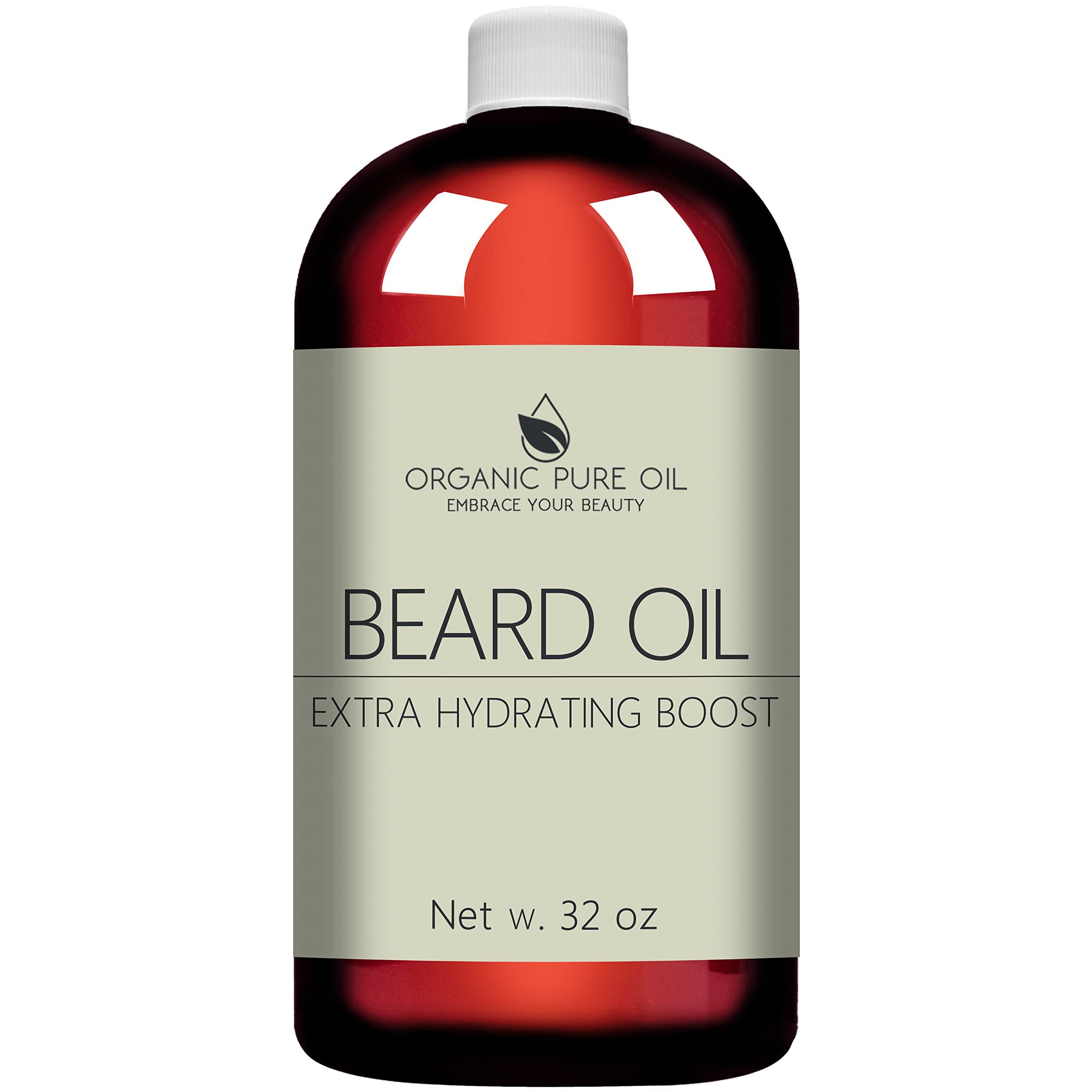 Unscented Beard Oil - Natural, Non-GMO, Facial Hair Hydrating & Conditioning Oil Blend - 32 oz - Bulk Sized, Promoting Growth and Silky Smooth Hair - Jojoba, Argan & More