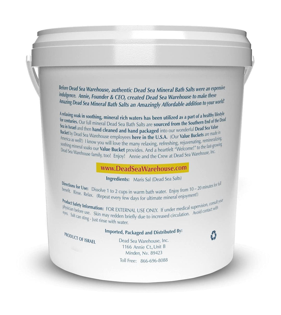 Dead Sea Warehouse-Amazing Minerals Dead Sea Bath Salts,100% Full Mineral Therapeutic Bath Salts, Detoxifying & Moisturizing, Exfoliating for Dry Skin, Unscented(5 lbs)