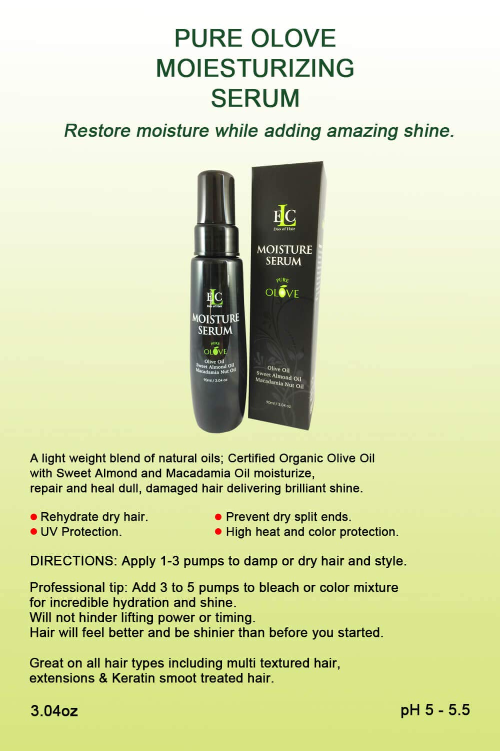 ELC Dao of Hair Pure Olove Moisturizing Serum - 3.04 oz