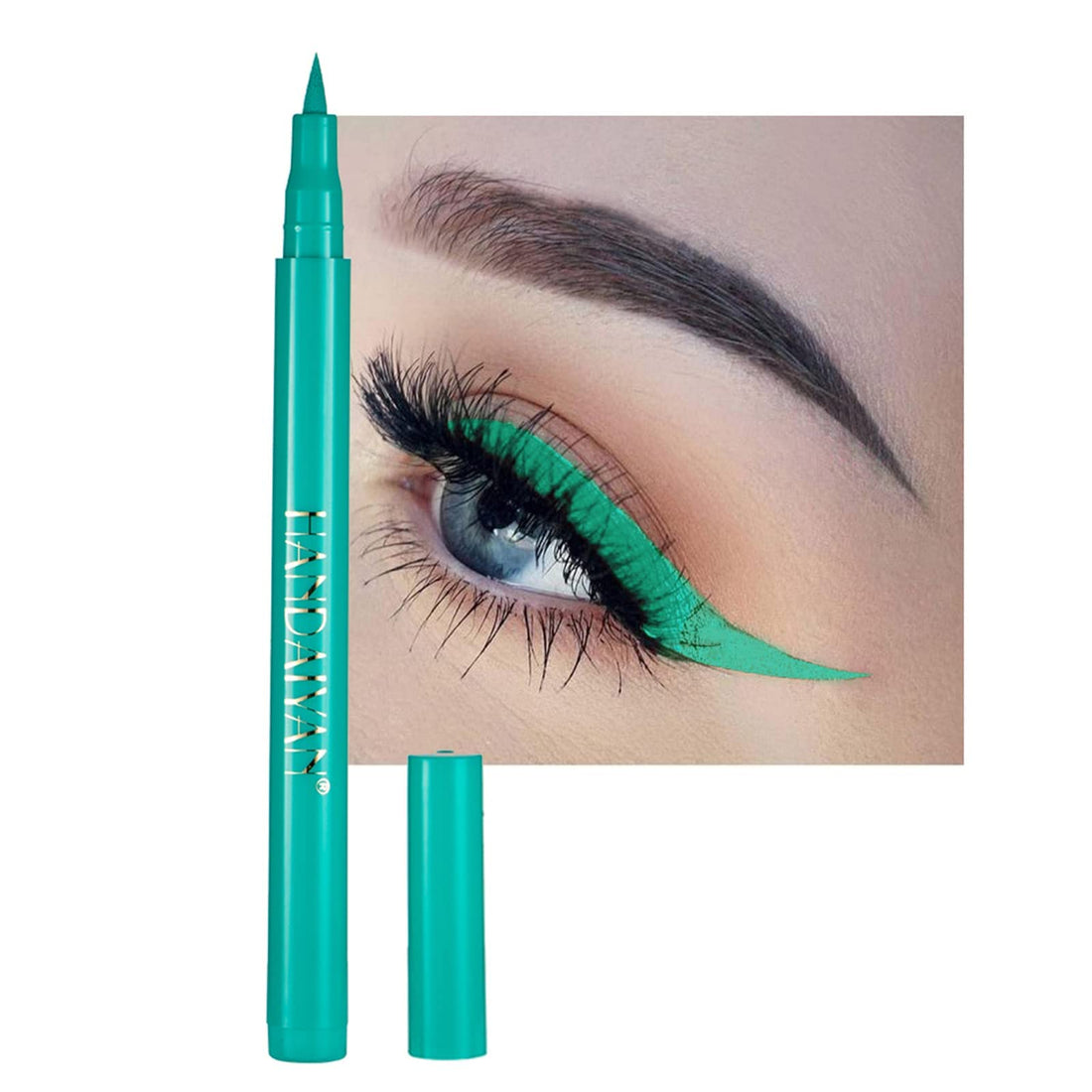 Liquid Vegan Eyeliner, Colorful Neon Eyeliner Pencil, long-lasting, waterproof, smudge proof, sharp tip, quick dry, easy cleansing Makeup Gift for Women (green#4)
