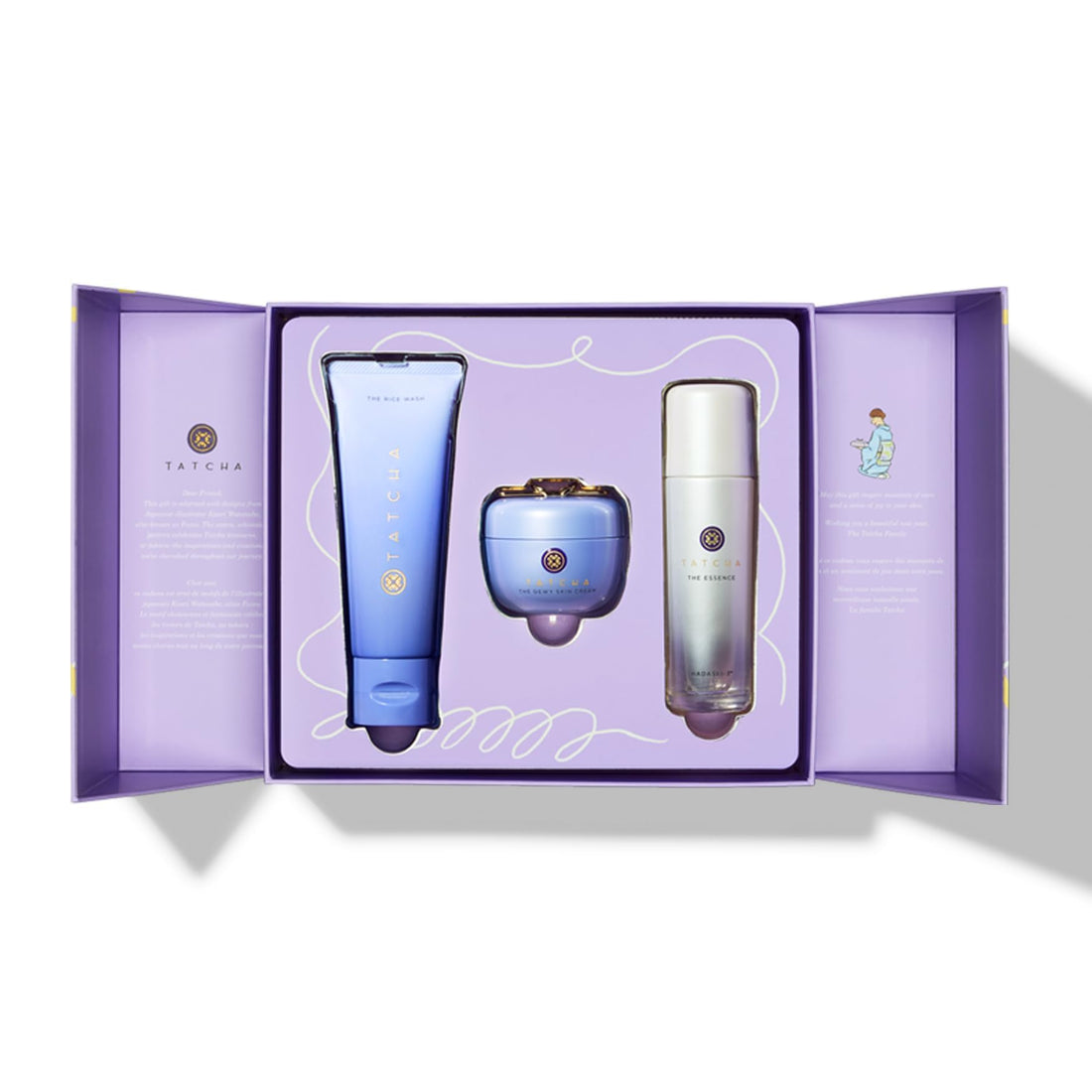 TATCHA Delightfully Dewy Set | Holiday Gift Set - The Rice Wash, The Dewy Skin Cream, and The Travel-Sized Essence ($177 Value)