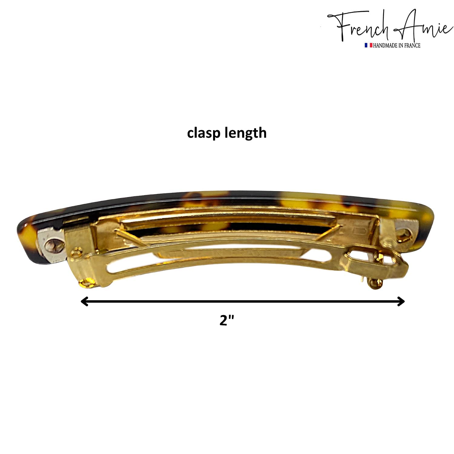 French Amie Small 2 1/4 Inches Tokyo Celluloid Handmade Automatic Hair Clip Hair Barrette - (Tokyo)