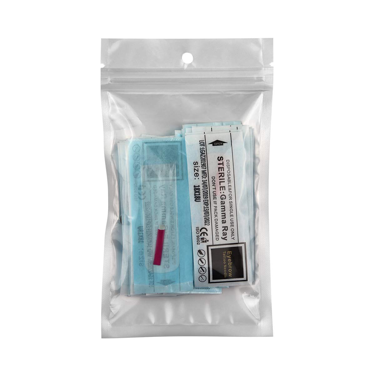 Guapa 0.18mm Microblading Needles U Shape 18 Pink Tattoo Needles Blade Permanent Makeup Manual Needles for Eyebrow Eyeliner Lip Beauty