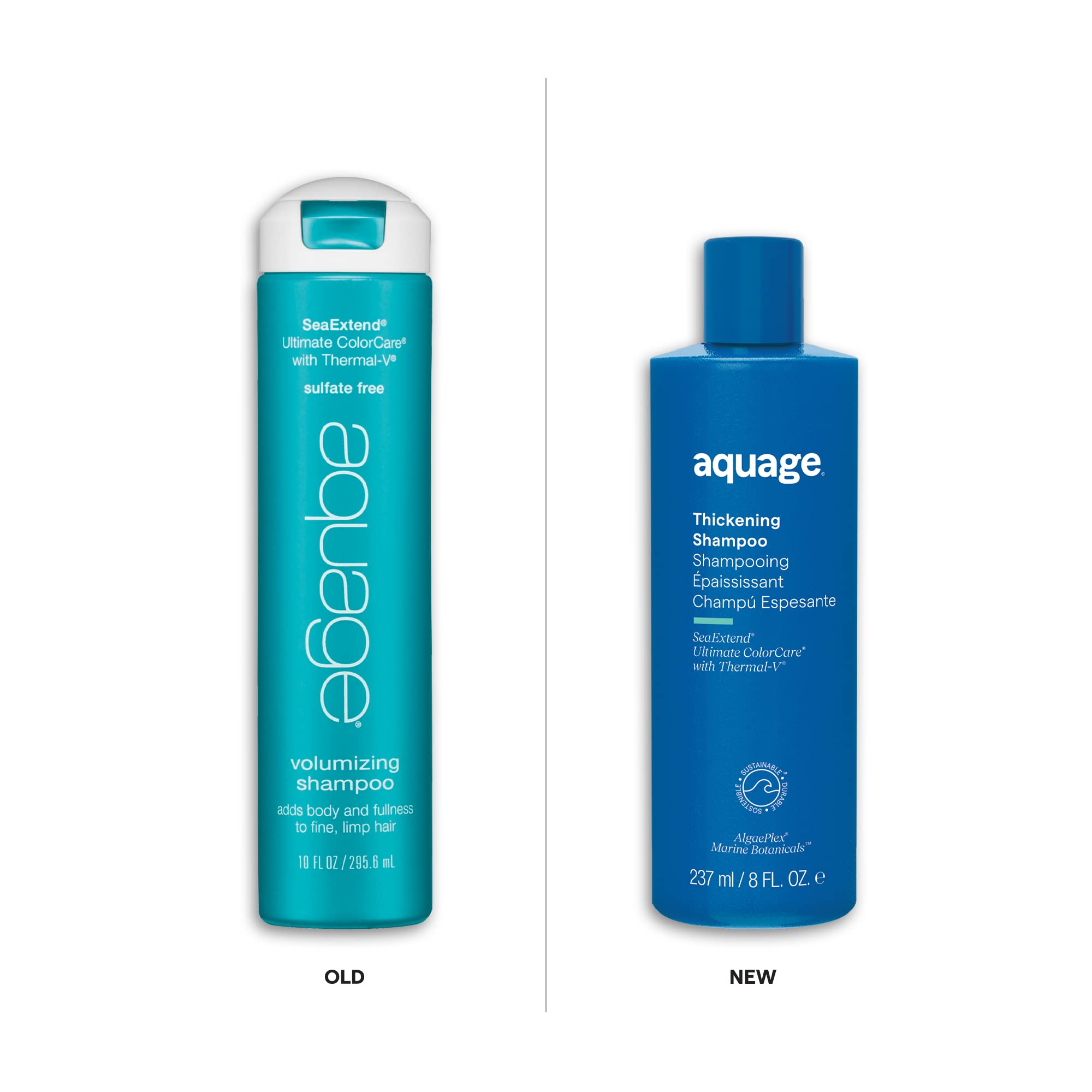 AQUAGE SeaExtend Thickening Shampoo, Thermal-V Technology Seals Heat Out, Prevents Haircolor Fade and Thermal Styling Damage, 8 oz