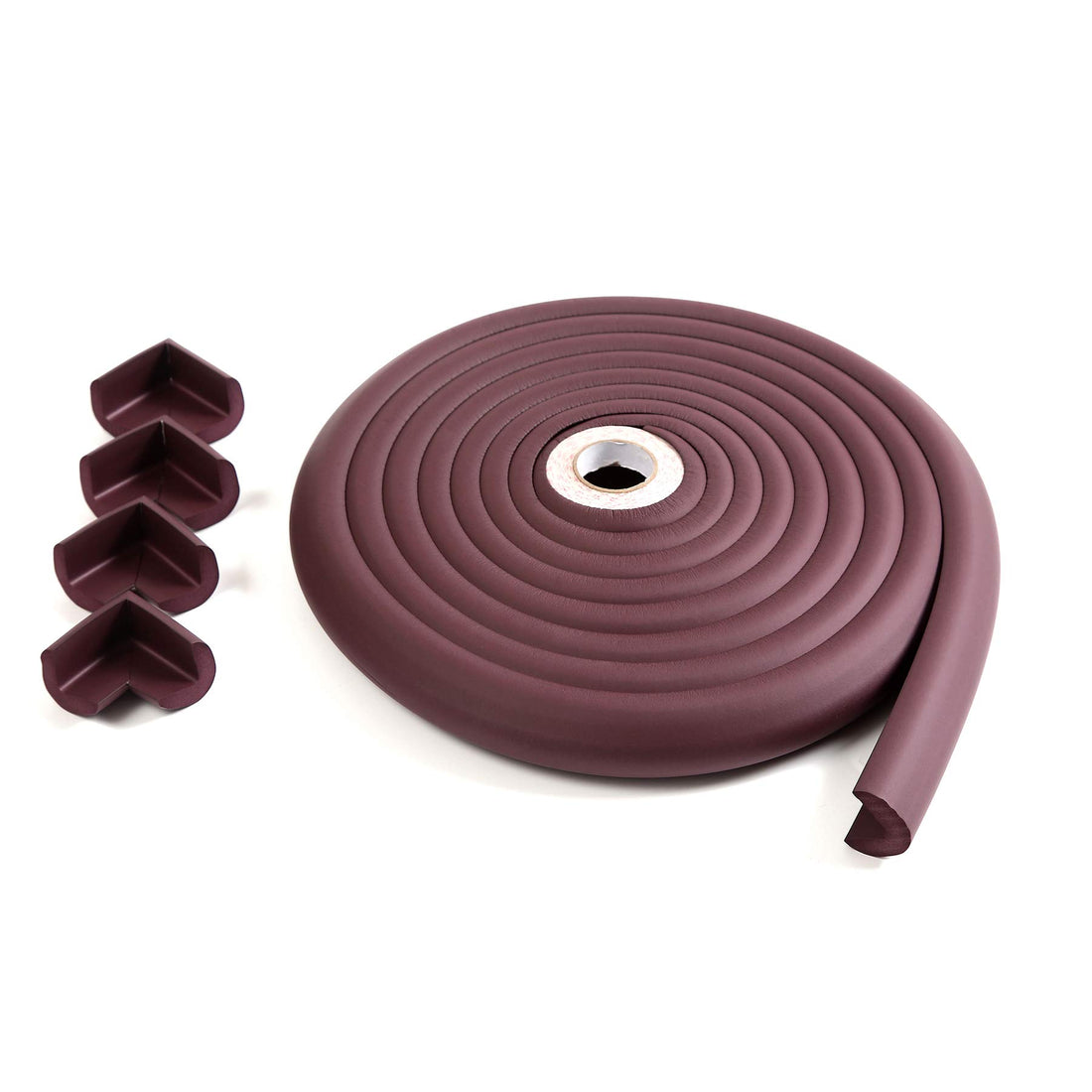 Furnigear Edge and Corner Guard, Foam Safety Bumpers, Baby Proofing Safety Table Corner Protectors, (16.4 Ft Edge + 4 Corners), Brown, Self-Stick