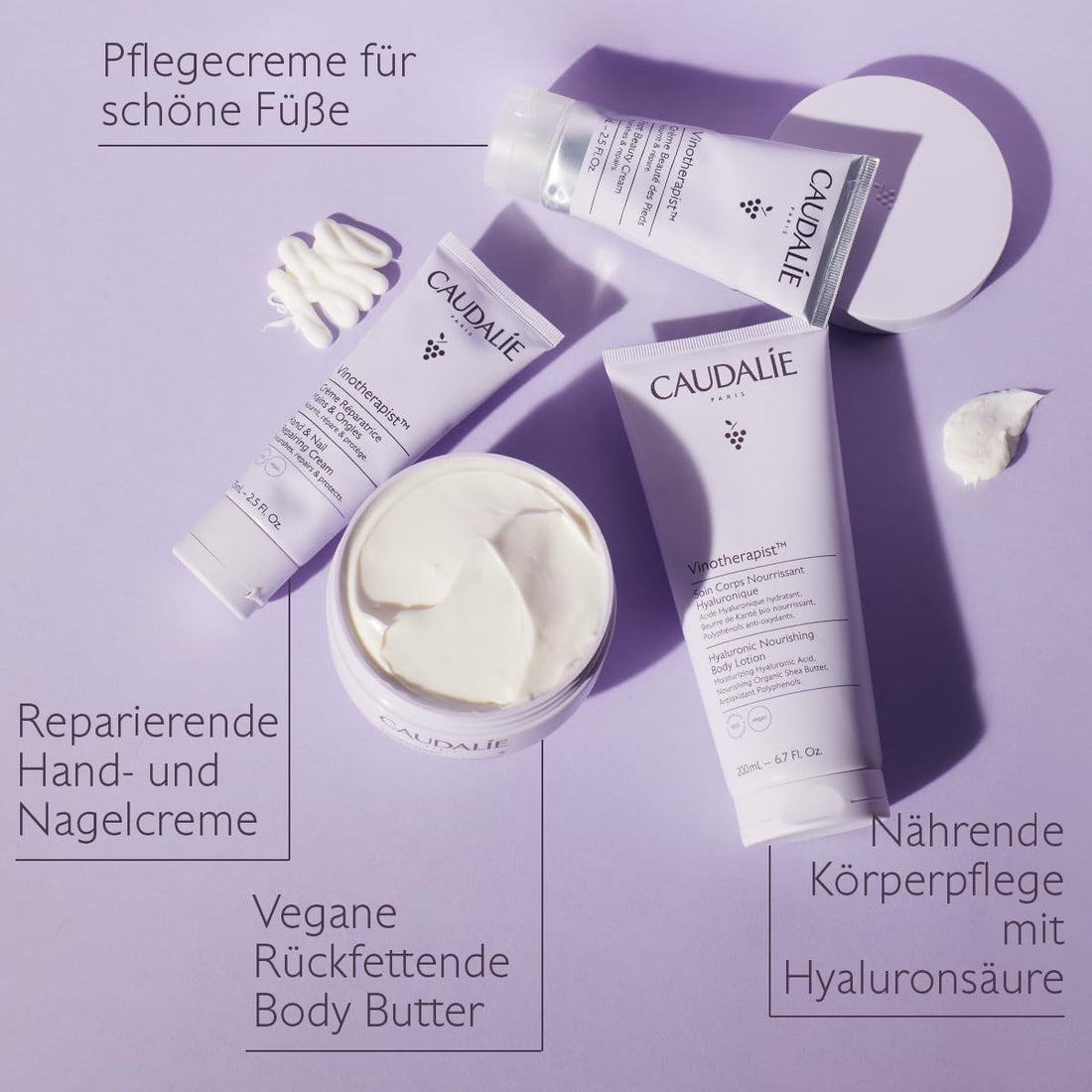 Caudalie Vinotherapist Hand and Nail Cream with Shea Butter and Grapeseed Oil, Vegan and Dermatologically Tested, 75 mL