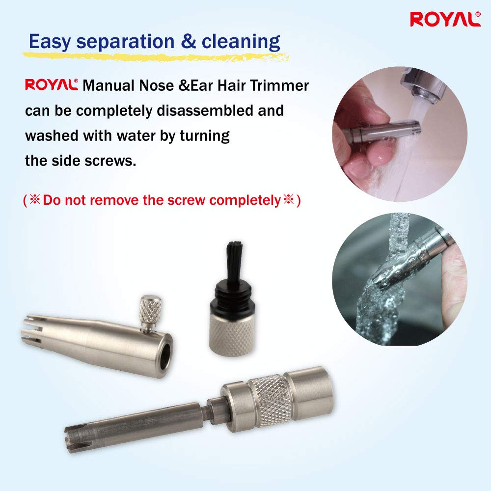 Fake model seller caution, ROYAL METAL(Korea) is not selling in India anymore due to fake sellers, other sellers sell no ROYAL product on this page. ROYAL NO-BATTERY MANUAL Nose hair trimmer for Men : Stainless, Waterproof, Painless, Nine Dual-Edged