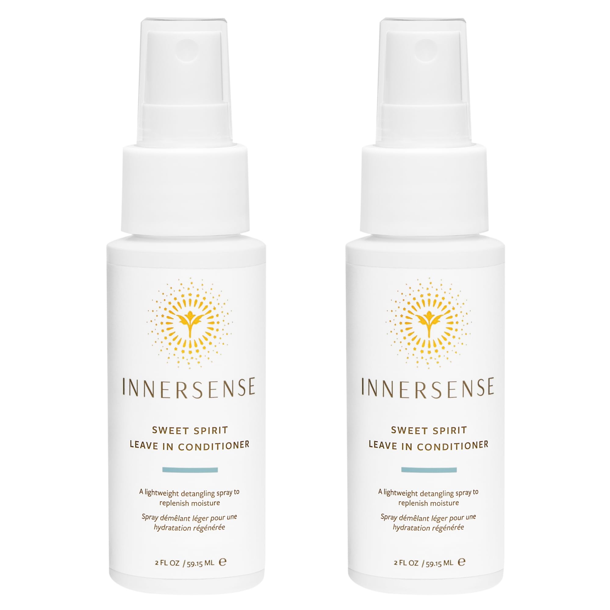 INNERSENSE Organic Beauty - Natural Sweet Spirit Leave-In Conditioner | Detangling, Hydrating, Smoothing | Non-Toxic, Cruelty-Free, Clean Haircare (2 Pack - 2 fl oz | 59.1 mL each)