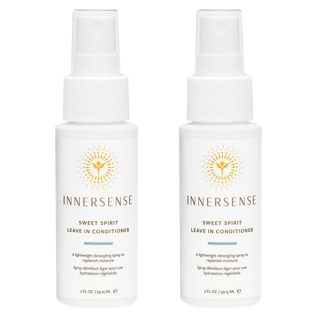 INNERSENSE Organic Beauty - Natural Sweet Spirit Leave-In Conditioner | Detangling, Hydrating, Smoothing | Non-Toxic, Cruelty-Free, Clean Haircare (2 Pack - 2 fl oz | 59.1 mL each)