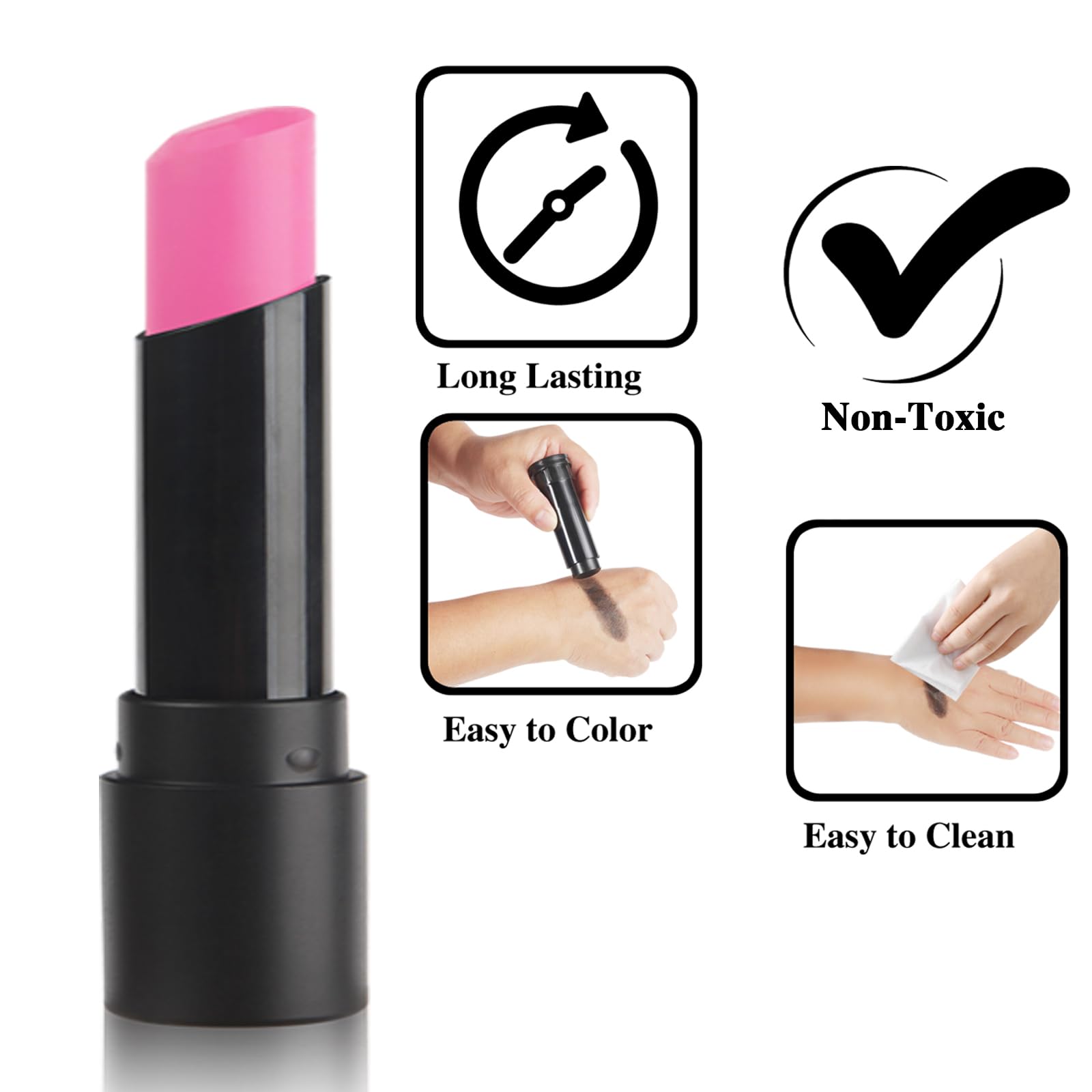 MEICOLY Hot Pink Face Body Paint Stick,Face Paint for Halloween SFX Cosplay Makeup,Pink Accessories for Spirit Week,Eye Black Baseball/Softball/Football/Lacrosse