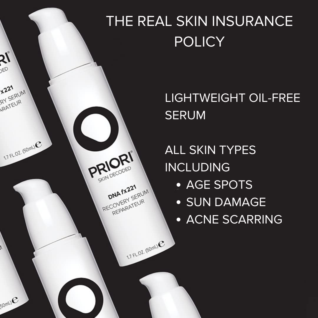 Priori DNA fx221 Recovery Serum, Repairing, Correcting Skin Treatment, Free Radical Protection, Beauty Boost, Intense Hydration, Oil Free, Age Defying Day & Night Face Serum, 1.7 fl oz (50 ml)