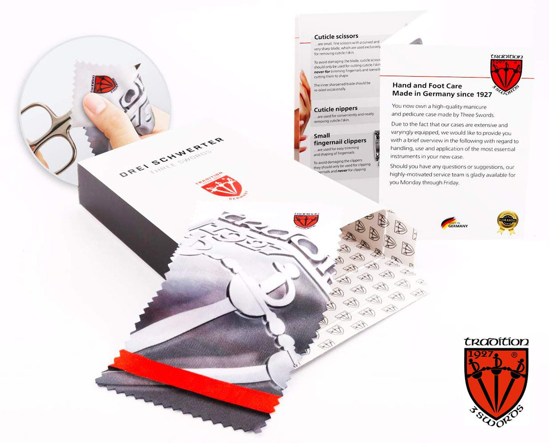 THREE SWORDS | Exclusive 10-Piece MANICURE - PEDICURE - GROOMING - NAIL CARE set / kit / case | VARIOUS DESIGNS | basic-standard quality (001603)