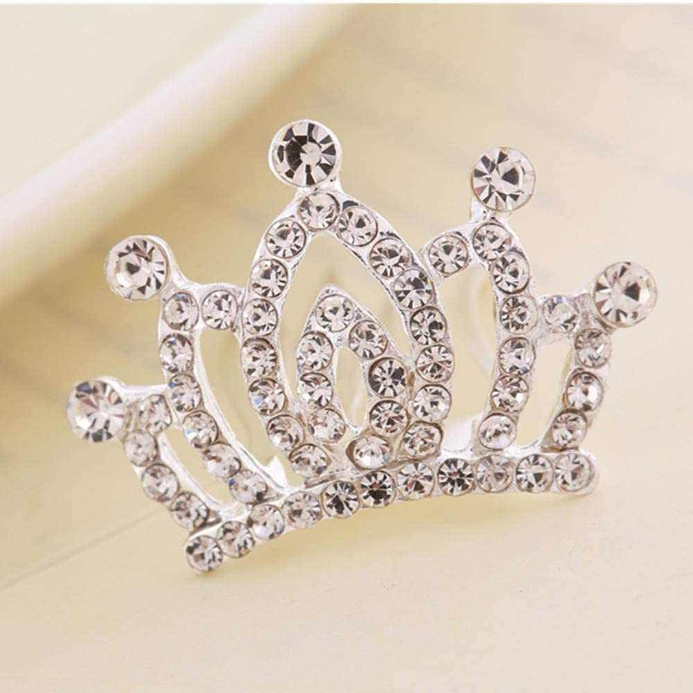 2 Pcs Kids Princess Crown Rhinestone Tiara Hair Comb Crystal Hair Clip Mini Hair Decorations for Girls Teens Toddlers